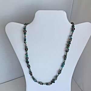 Barse Sterling Silver Long Turquoise Nuggets Semi Precious Beads 33 In Necklace